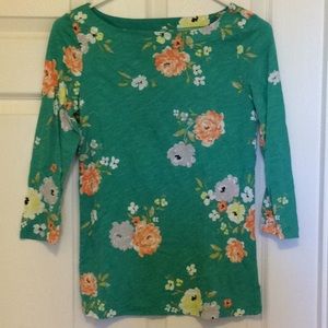 LOFT Outlet Boatneck 3/4 Sleeve Floral T-shirt XS